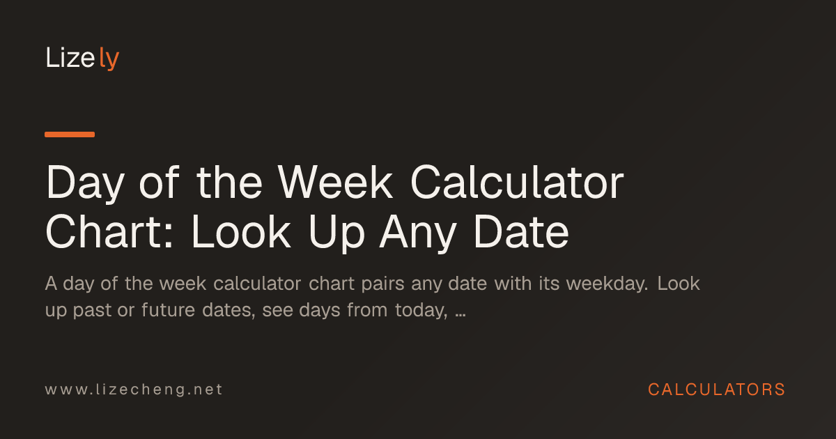 Day of the Week Calculator Chart: Look Up Any Date