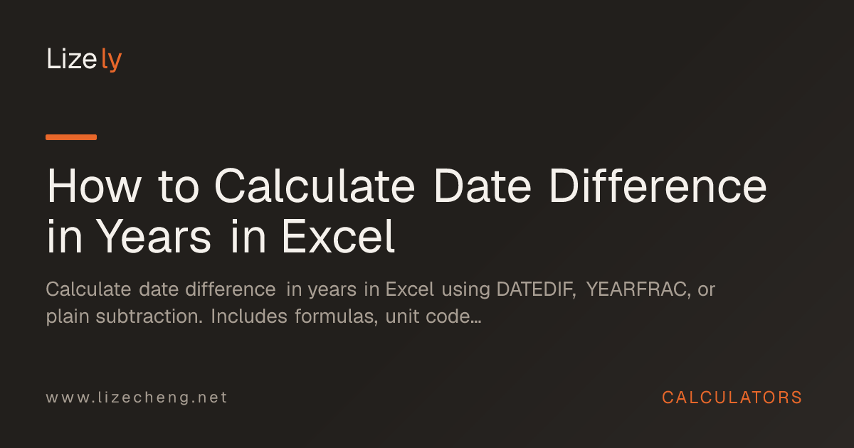 How to Calculate Date Difference in Years in Excel