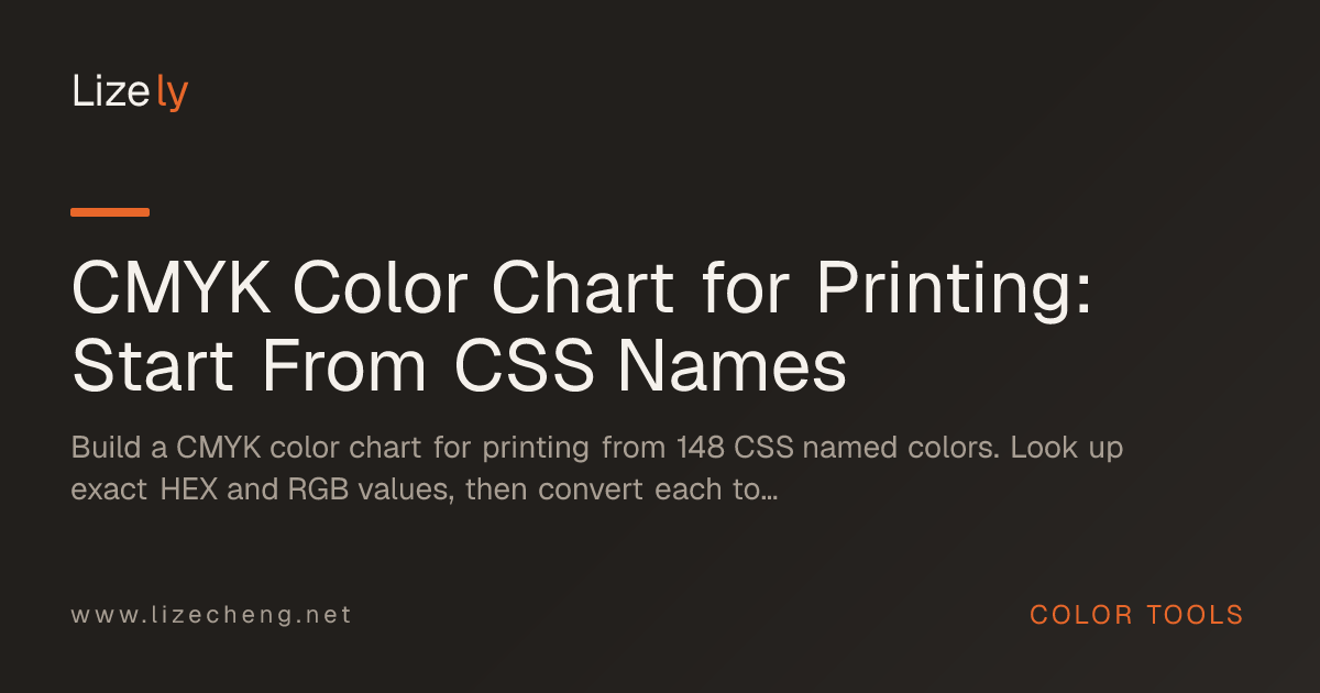 CMYK Color Chart for Printing: Start From CSS Names
