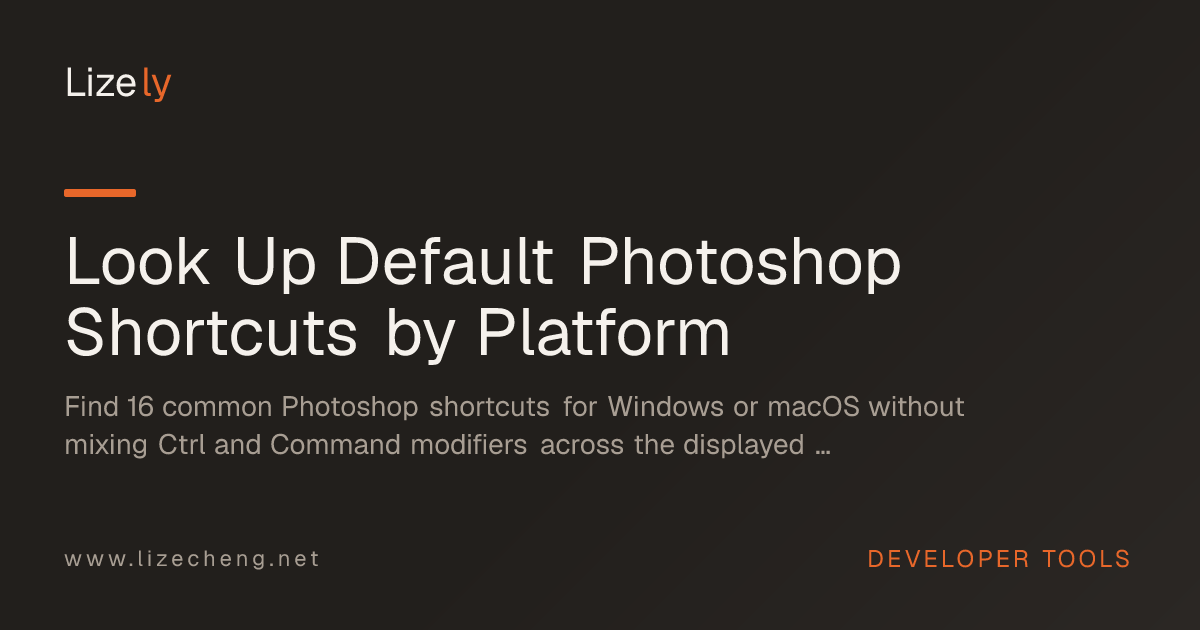 Look Up Default Photoshop Shortcuts by Platform