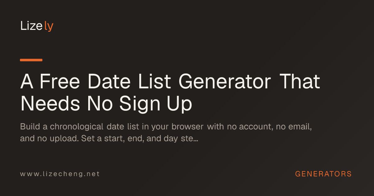 A Free Date List Generator That Needs No Sign Up