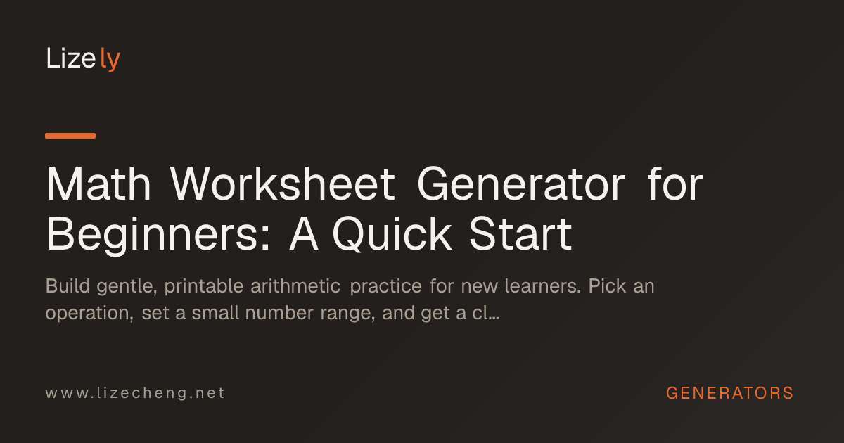 Math Worksheet Generator for Beginners: A Quick Start