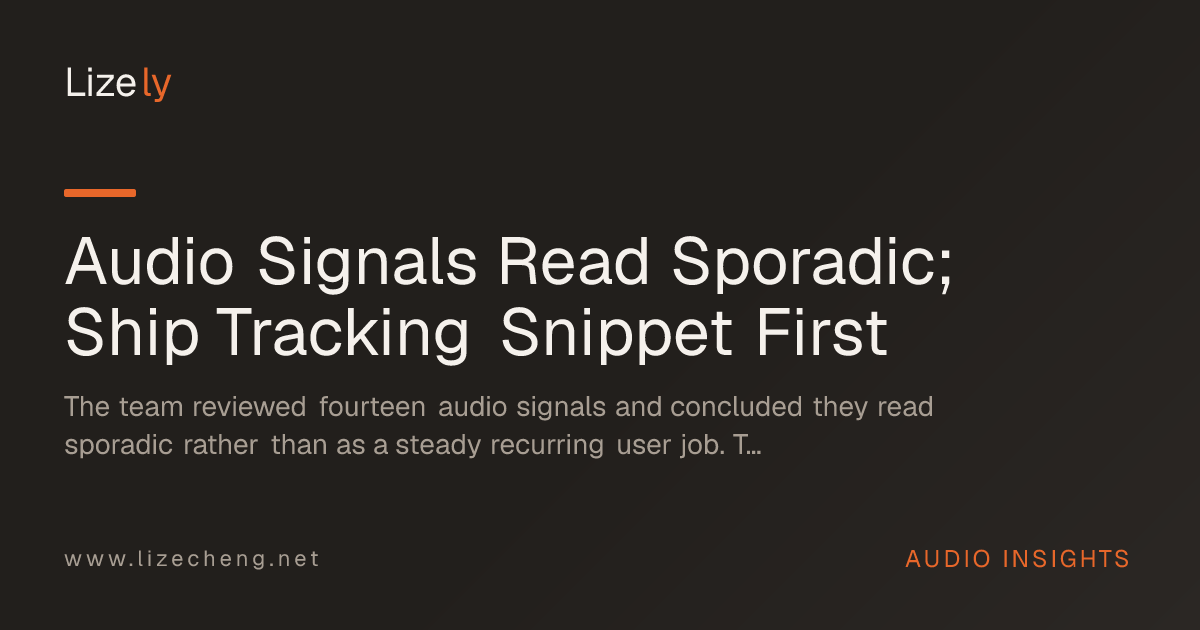 Audio Signals Read Sporadic; Ship Tracking Snippet First