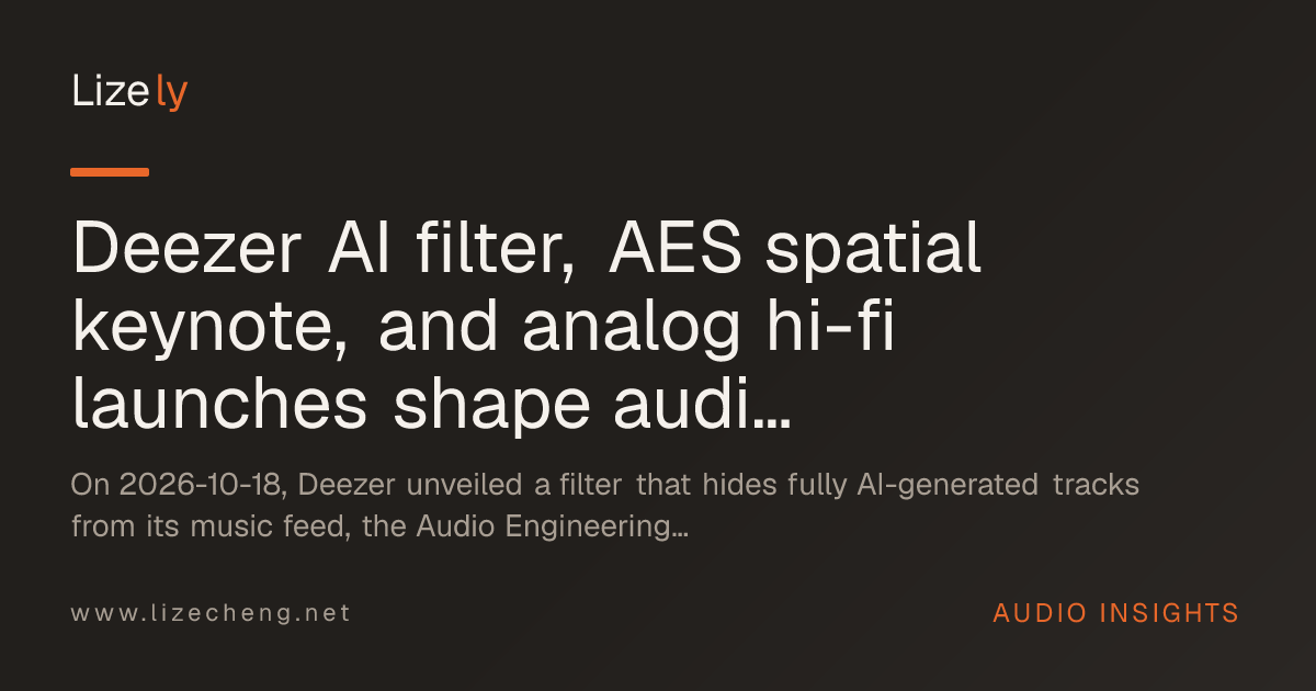 Deezer AI filter, AES spatial keynote, and analog hi-fi launches shape audio workflows