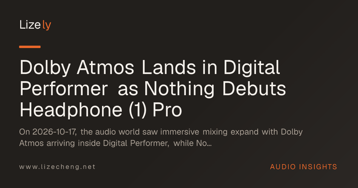 Dolby Atmos Lands in Digital Performer as Nothing Debuts Headphone (1) Pro