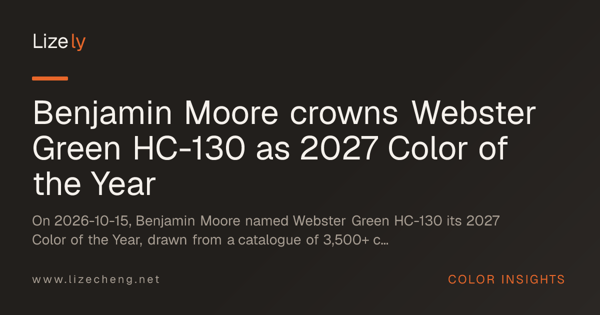 Benjamin Moore crowns Webster Green HC-130 as 2027 Color of the Year