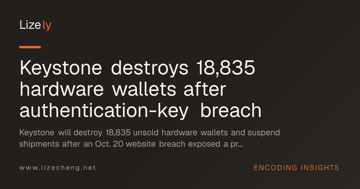 Keystone destroys 18,835 hardware wallets after authentication-key breach