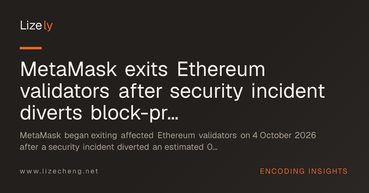 MetaMask exits Ethereum validators after security incident diverts block-production payments