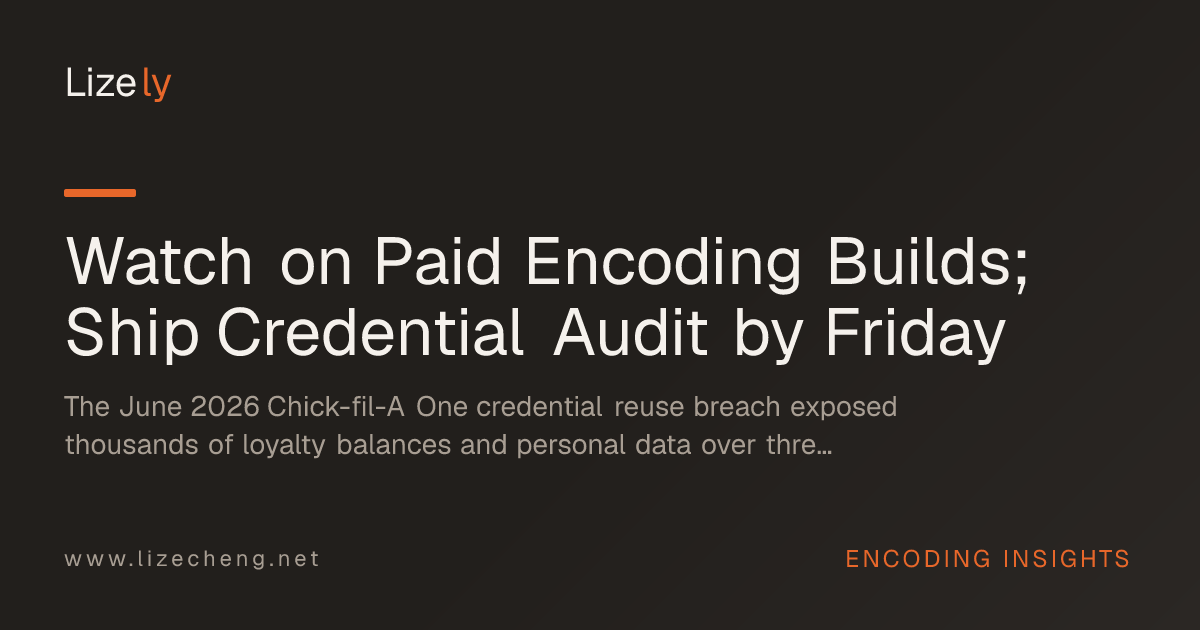 Watch on Paid Encoding Builds; Ship Credential Audit by Friday
