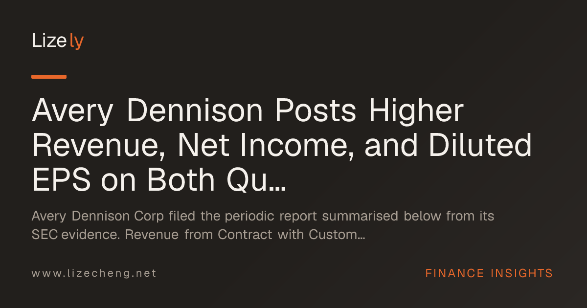 Avery Dennison Posts Higher Revenue, Net Income, and Diluted EPS on Both Quarter and Six-Month Views