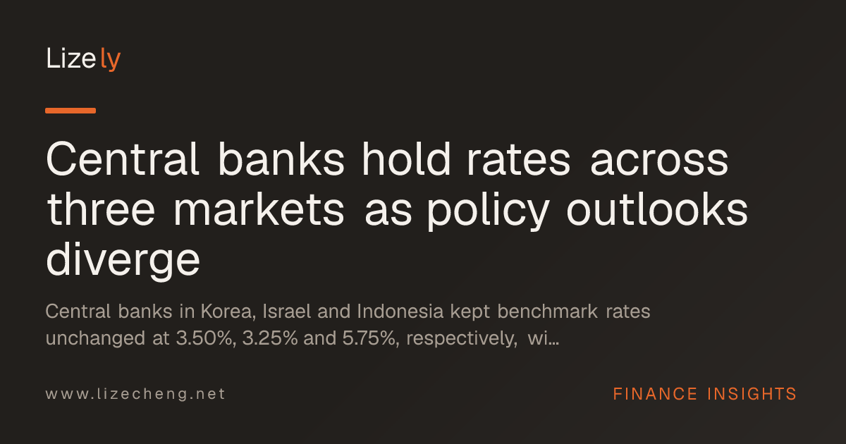 Central banks hold rates across three markets as policy outlooks diverge