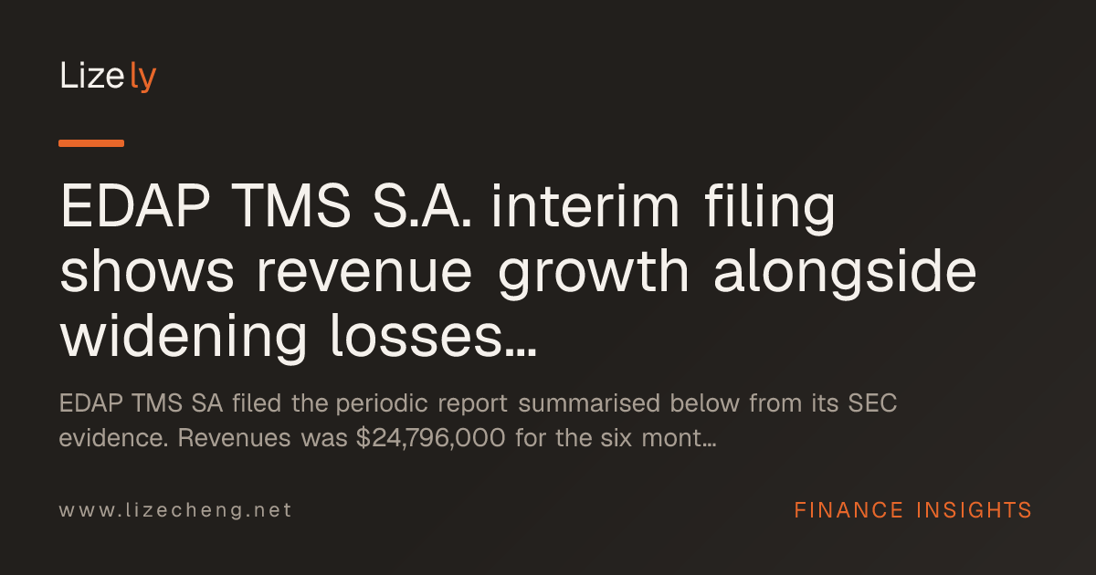 EDAP TMS S.A. interim filing shows revenue growth alongside widening losses on both the three-month and six-month windows