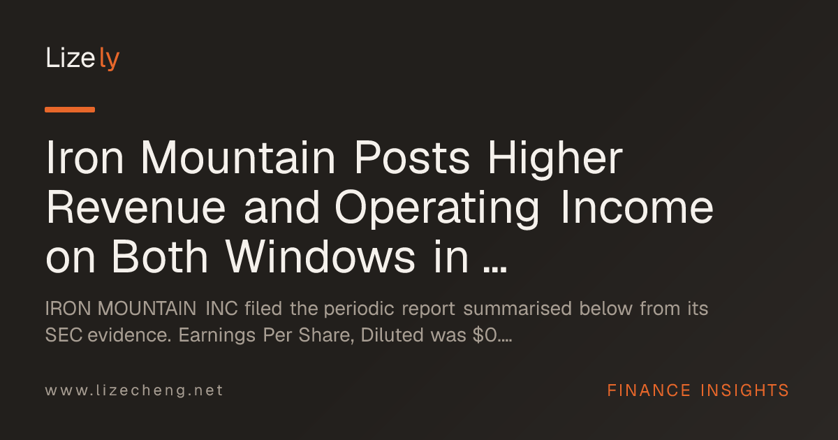 Iron Mountain Posts Higher Revenue and Operating Income on Both Windows in Interim Filing, With Diluted EPS Flipping From Loss to Profit
