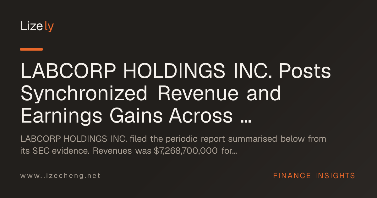LABCORP HOLDINGS INC. Posts Synchronized Revenue and Earnings Gains Across Both Reporting Windows in Interim Filing