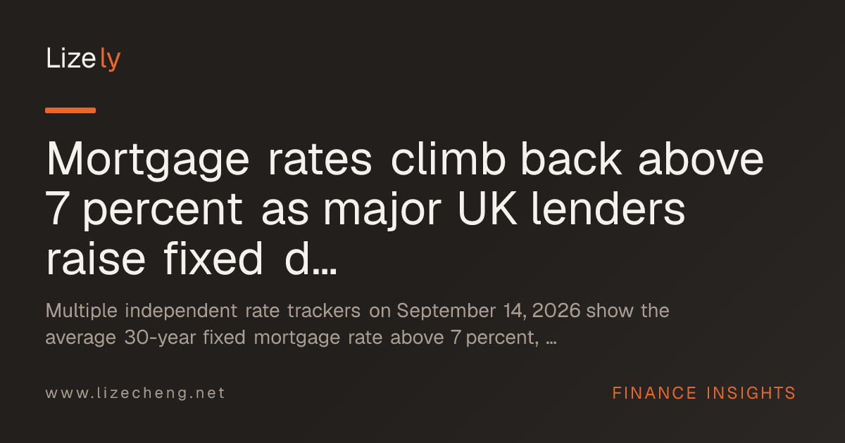 Mortgage rates climb back above 7 percent as major UK lenders raise fixed deals ahead of central bank vote