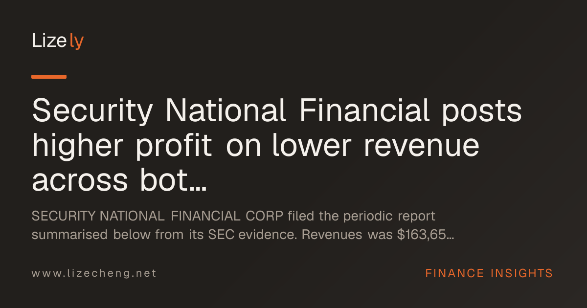 Security National Financial posts higher profit on lower revenue across both reported windows, with long-duration insurance accounting adopted retrospectively