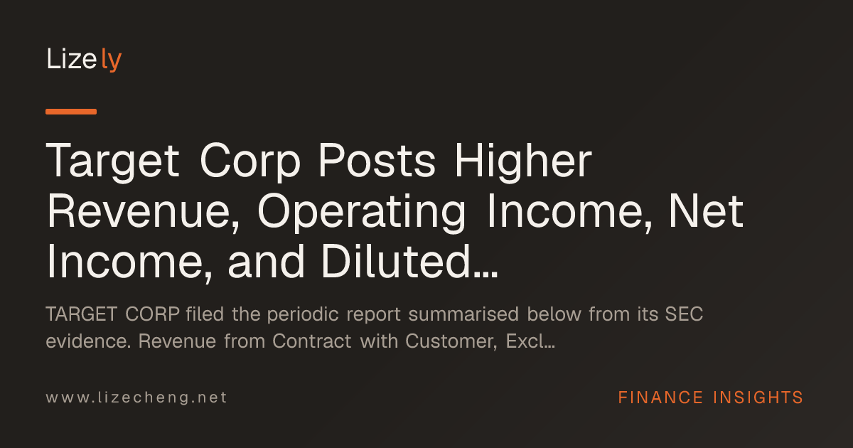 Target Corp Posts Higher Revenue, Operating Income, Net Income, and Diluted EPS on Both the Quarter and Six-Month Year-to-Date Views in Form 10-Q