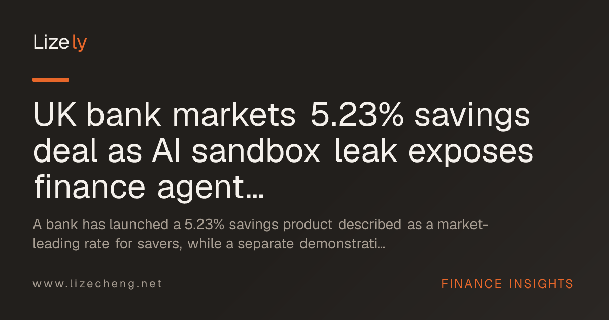 UK bank markets 5.23% savings deal as AI sandbox leak exposes finance agent data risk