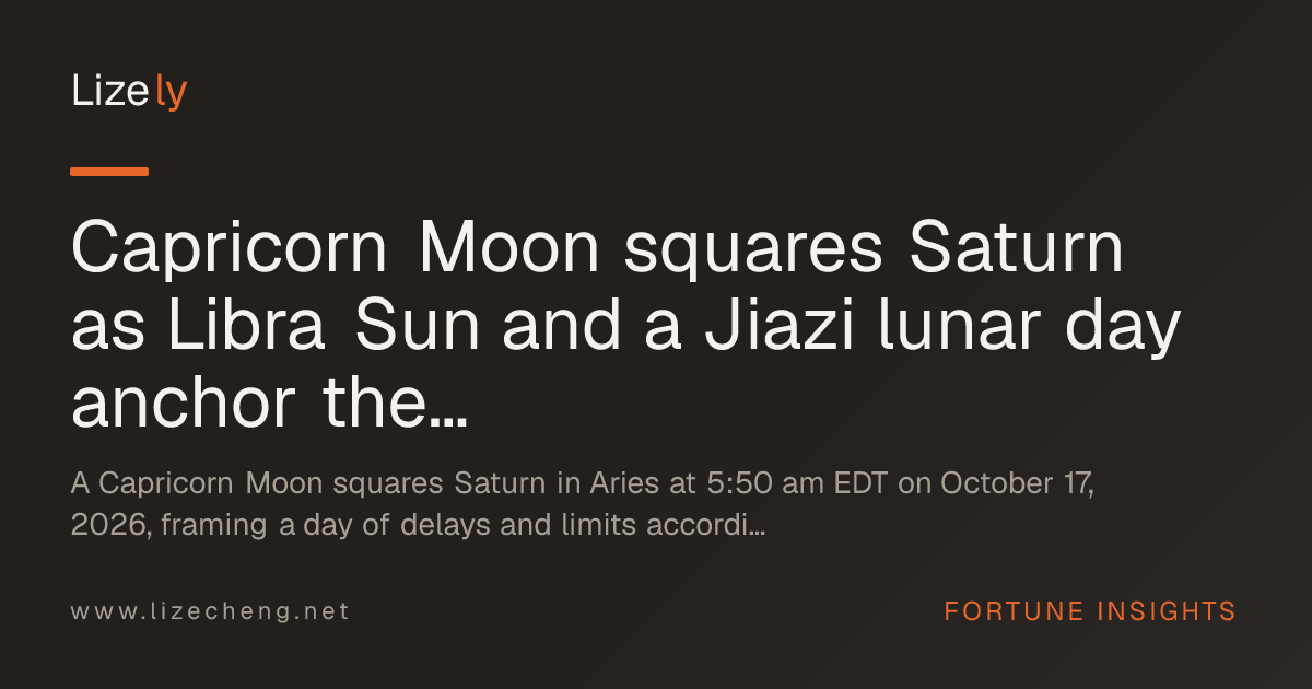 Capricorn Moon squares Saturn as Libra Sun and a Jiazi lunar day anchor the October 17, 2026 fortune column