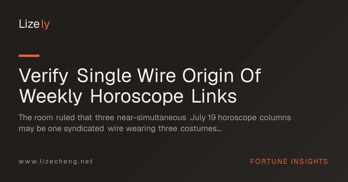 Verify Single Wire Origin Of Weekly Horoscope Links