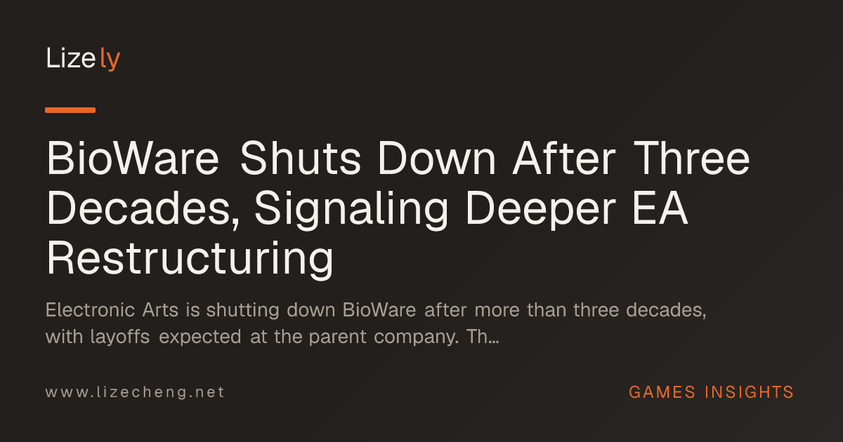 BioWare Shuts Down After Three Decades, Signaling Deeper EA Restructuring