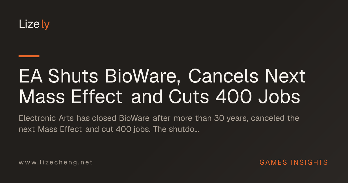 EA Shuts BioWare, Cancels Next Mass Effect and Cuts 400 Jobs