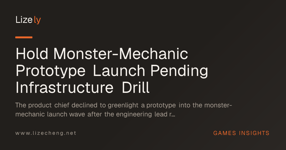 Hold Monster-Mechanic Prototype Launch Pending Infrastructure Drill
