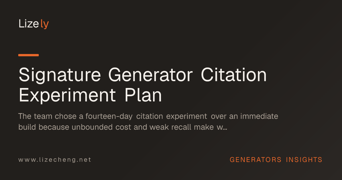 Signature Generator Citation Experiment Plan