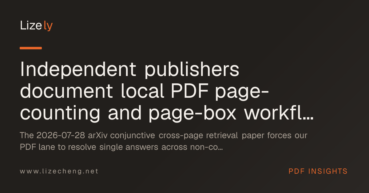 Independent publishers document local PDF page-counting and page-box workflows on July 29, 2026