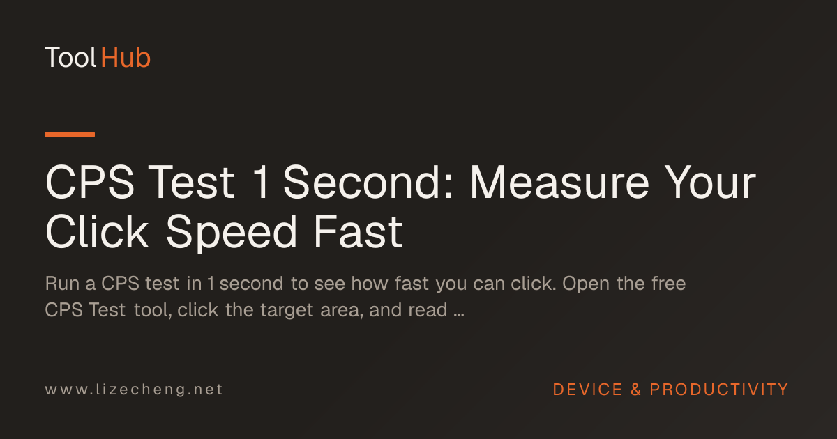 CPS Test 1 Second: Measure Your Click Speed Fast