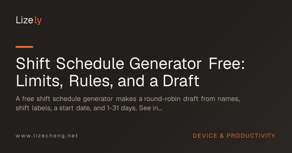 Shift Schedule Generator Free: Limits, Rules, and a Draft